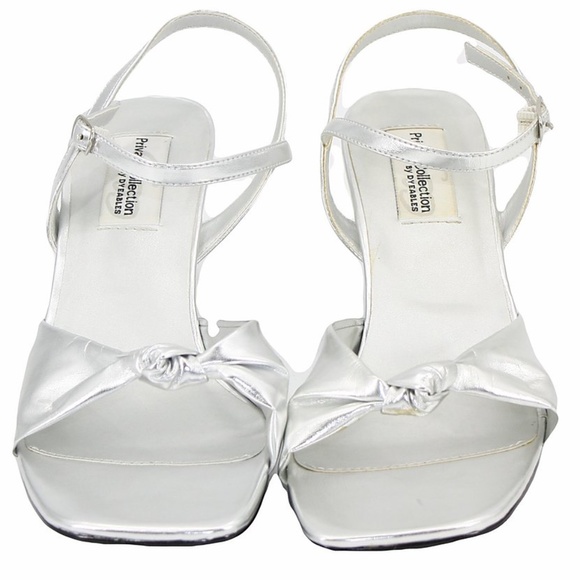 silver formal sandals